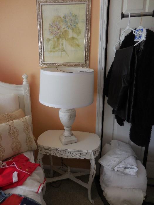 Shabby Chic Occasional Table, White Table Lamp