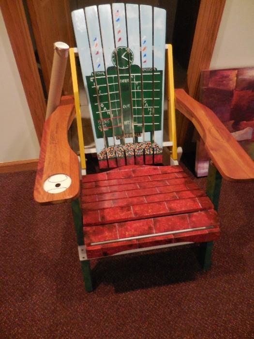 For the Ultimate Baseball Fan! Wrigleyville Sluggers Chair,Hand Painted