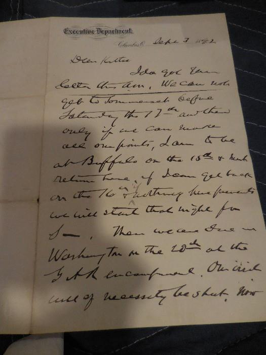 William McKinley Signed Letter, Sept 3rd,1892