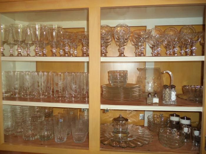 quality glassware by Libbey, Heisey & others
