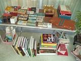 playing cards, bridge sets, books,