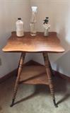 Antique oak table + festive toiletries