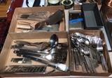 Quality kitchen utensils by Calphalon, OXO, Rosle & more. Also 56 piece set of Reed & Barton "Crescendo" stainless flatware (service for 9+)