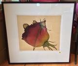 "Roses", color etching by Art Hansen (b. 1929, Seattle) dated 1982, edition of 85, image size 20" x 18"