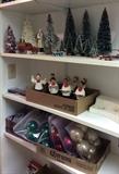 Xmas trees & fabulous multi-cultural ceramic choir set (figurines) with riser