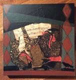 "Musically Inclined", acrylic collage by Esperanza Grundy (NW artist), 16" x 16".