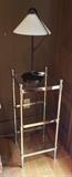 Pottery Barn chrome & glass shelf (Holtkotter lamp is SOLD)