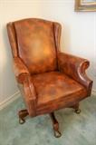 Brown leather office chair