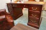 Sligh wooden desk with leather top