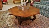 Octagonal coffee table with brass inserts