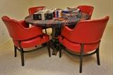 Card table and 4 leather chairs