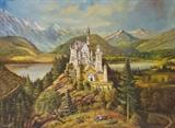  Neuschwanstein Castle painting signed by Adloff