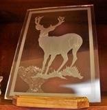 Etched glass deer