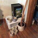 Crocks & Warming oven with painted decoration