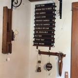 Would you believe prices on this old menu.  Also skaters lamp, string holder & skates