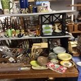 2nd shelf has a number of Rosemeade S&P's plus cat wall pocket + more