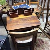 Kid's desk & chair (and the basement ends here.)