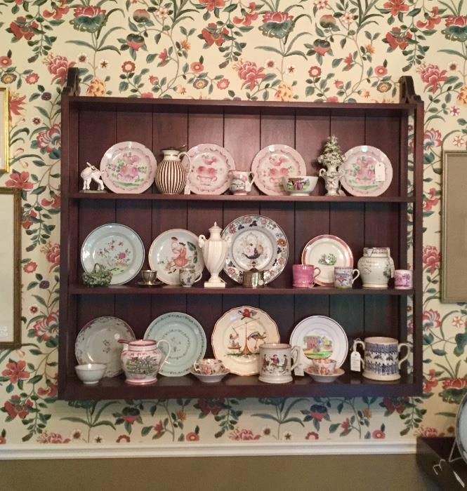 Collection of Chinese export porcelain and Staffordshire pottery. 