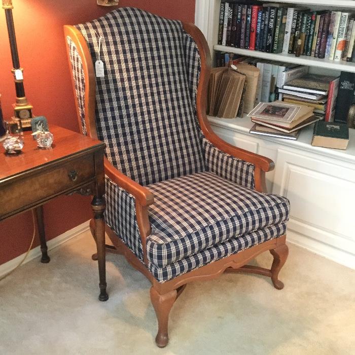 Upholstered wing back chair (pair)