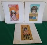 FDC127 Three Rare 1962 "Walter Keane" Lithographics
