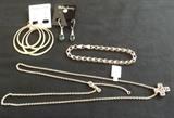FDC160 Silver Earrings, Chain, Cross Pendant & Bracelet
