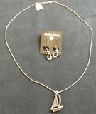 FDC188 Sterling Sailboat Pendant with Chain & Earrings

