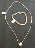 FDC190 Beautiful Silver Plumeria Bracelet & Twisted Chain Necklace
