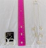 FDC194 Filigree Heart Charms Necklace and Earrings
