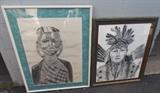 FDC112 Original African & Native American Graphite Drawings Signed
