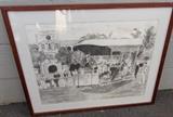FDC113 Original Iolani Palace Hawaii Graphite Drawing Signed
