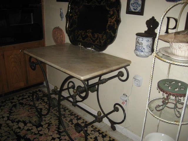 Late19th Century Signed Marble-top Baker's Table