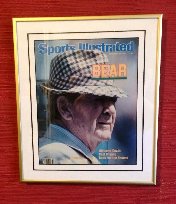 Sports Memorabilia Bear Bryant Sports Illustrated Cover Framed