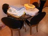 Contemporary kitchen set black leather/pewter