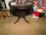 antique leather top table Duncan Phyfe style