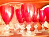 Red/crystal water goblets