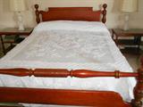 Vintage wood full size bed/headboard/footboard/mattress/boxspring