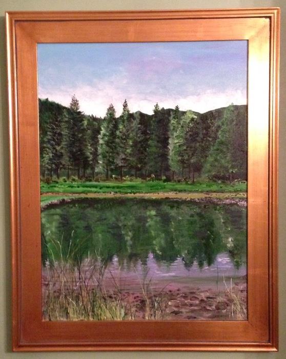 "Scott's Pond" ~ acrylic painting by local artist, Barbara Denison