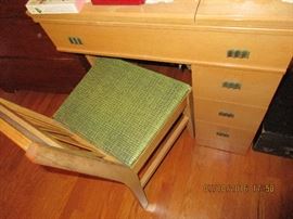 Vintage Montgomery Ward sewing machine and cabinet