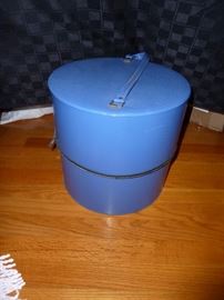 Vintage wig, styrofoam headstand and case