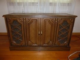 Turntable/eight track/reciever stereo cabinet mid century