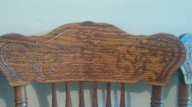 Oak dining chair carved detail