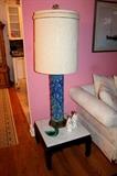 Huge MCM Rembrandt pottery lamp and vintage Asian end table