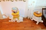 Vintage Italian pottery camel and tortoise garden stools