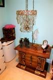 Amazing vintage Asian nightstand.  Lamp sold. 