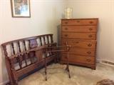 Queen headboard/footboard, blanket and beautiful chest on chest