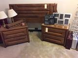 Night stands and queen headboard by Lane Furniture