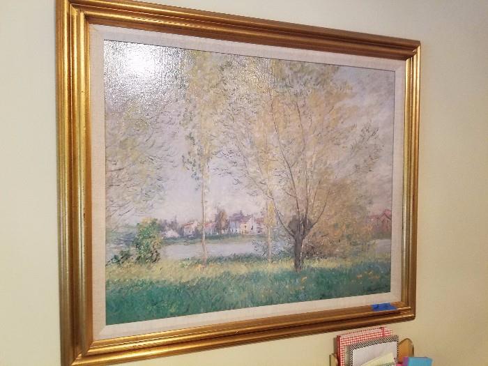 Repro Claude Monet landscape in gold frame - looks like the real thing !