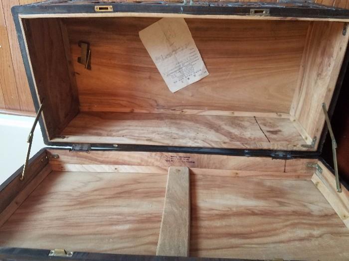 Carved wood CAMPHOR chest with original paperwork smells great !