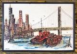 Dorwin Original Oil - Suspension Bridge & Tugboats  135.00
