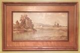 Maple Framed J. Lobau Print 'River's Bend' (54"x34.5")  45.00 
